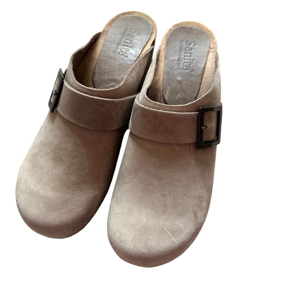 Sanita Tan Mules with Buckle